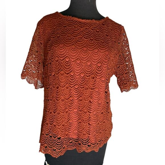 Y2K Crochet Lace Sheer Sleeve Top Midi Skirt Set Womens Size L Romantic Feminine - Picture 4 of 7